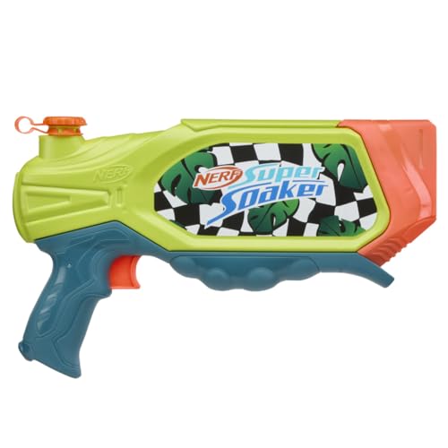Image of Nerf Super Soaker Surge Splash Tidal Tropics Water Toy| Trigger Pull | 605 ml Capacity Tank | Pichkari for Outdoor Water Games | Branded Toy Pichkari for Holi Festival | Outdoor Toys | Kids Ages 6+