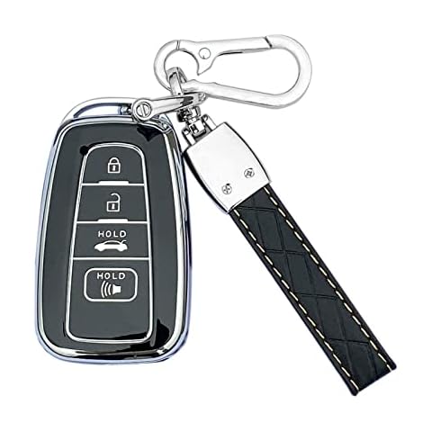 ShuDay Key Fob Case Cover Compatible With Toyota 2018-2022 Camry Rav4 Highlander Avalon C-Hr Prius Corolla Gt86 Prius Accessories (Black) Cover