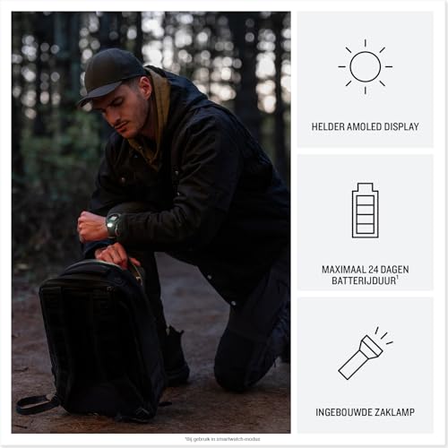 Garmin Instinct 3 Tactical Edition, 50mm AMOLED Rugged GPS Smartwatch,Built in Sports Apps and Health Monitoring, LED Flashlight, Shock Resistant, 10ATM, up to 24 days Battery Life, Black - Afbeelding 4