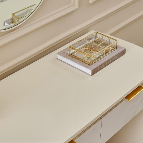 Image of Home Centre | Modern Radiance Dresser Mirror with Drawers | Full Length Mirror for Home | Engineered Wood | Cream | 1 Year Warranty