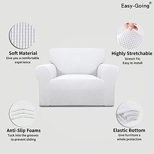 Image of Easy-Going Stretch Oversized Chair Sofa Slipcover 1-Piece Couch Sofa Cover Furniture Protector Soft with Elastic Bottom for Kids Spandex Jacquard Fabric Small Checks Snow White