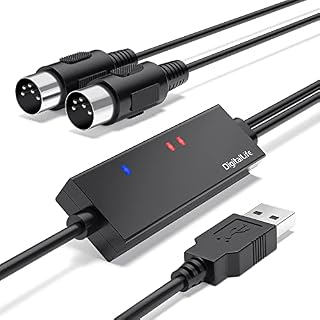 DigitalLife MIDI-A01 USB to MIDI Interface Converter Adapter with 3 X LEDs (5-Pin, 1 in/Out)