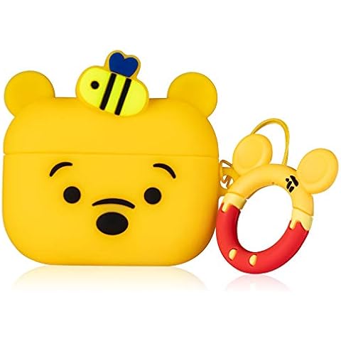 Mulafnxal Case for Airpods Pro 2019/Pro 2 Gen 2022 Cute, Soft Silicone 3D Funny Fun Character Airpod Pro Cover, Animal Fashion Designer Skin, Cartoon Keychain Ring Kits Cases for Air pods Pro (Honey) Cover