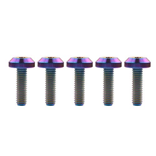 Ruifu Tornillos de disco de freno hexagonales de titanio M6 12 15 20 25 30 35 mm para motocicleta bicicleta (paquete de 5) (Rainbow, M6 x 12 mm) Cover