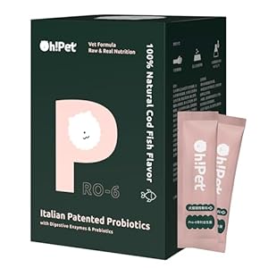 5-in-1 Digestive Probiotics Powder for Dogs & Cats – 7 Billion CFUs, Prebiotics, Digestive Enzymes & Dietary Fiber – 30 Packets (Codfish)