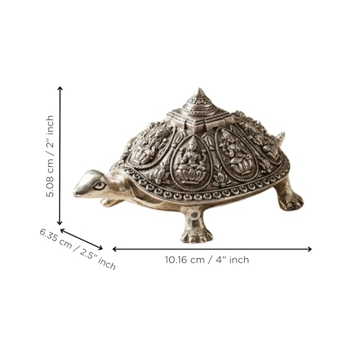 Image of eCraftIndia Silver Plated Tortoise for Good Luck Wealth Prosperity Money Longevity | Feng Shui Turtle Statue Showpiece for Home Decoration Office | Gift for Birthday