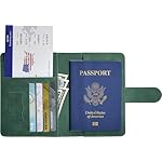Passport Holder, Passport Cover with Credit Card Slot and Boarding Pass Slot Combo, Passport Wallet Case Book Travel Must Have, RFID Blocking Leather Travel Accessories, Green - Image 5