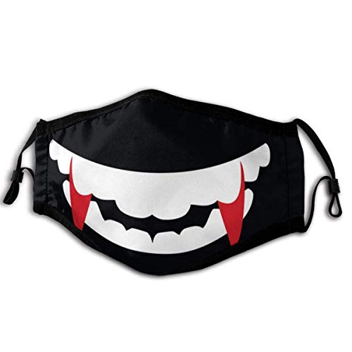 shyly Boca de Vampiro con Colmillos de Halloween, Lavable, Reutilizable, mascarilla, para Exteriores, para Hombres Las Mujeres
