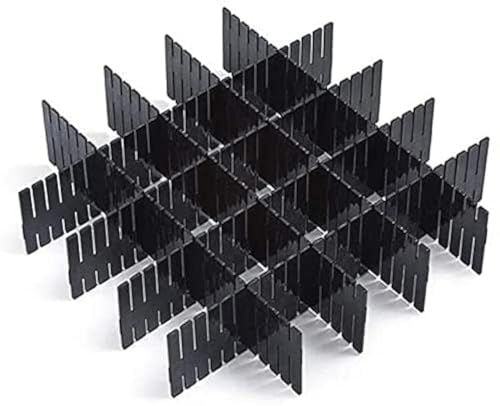 Ygapuzi 8pcs DIY Plastic Grid Drawer Dividers Adjustable Drawer Organizer Storage Separators Tidy Container for Closet, Office Desk, Kitchen Storage, Dresser, Makeup Tools, Underwear, Socks (Black)