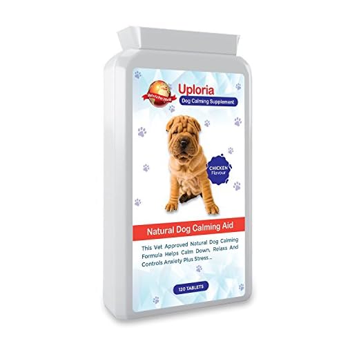 Uploria Pet World Comprimidos Calmantes para Perros 120 Comprimidos con Sabor A Pollo Relajante De Acción Rápida & Alivio De La Ansiedad para Perros Ansiosos