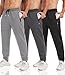 lomsoe 3er-Pack Jogginghose Herren Baumwolle Tapered, Sporthose Herren Lang mit Reißverschlusstaschen, Trainingshose Sweatpants Fleece Slim Fit für Laufen und Fitness(Schwarz, Dunkelgrau, Hellgrau,M)