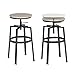 MEUBLE COSY Lot de 2 Tabouret de Bar, Chaise, Hauteur réglable, Rotatif sur 360°, avec Repose-Pieds, Piètement Métal Noir, Chêne, 46,5x46,5x66,5-74cm