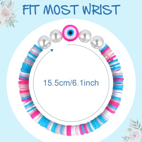 Sureio 24 Pcs Bohemia Hawaiian Plumeria Rubra Tropical Flower Friendship Bracelets for Party Favors Heishi Surfer Beaded Stretch Bracelets Y2K Pearl Bracelets Summer Beach Holiday Jewelry2