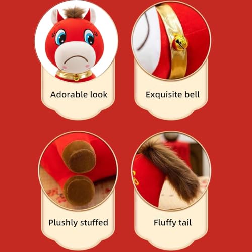 Figurine de cheval en peluche zodiaque chinois 2026 pour table - 3
