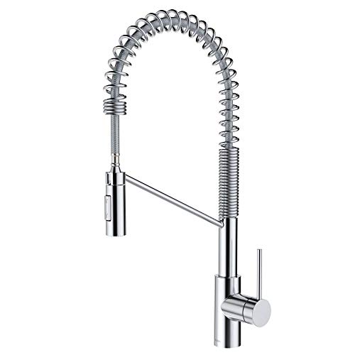 Image of KRAUS Oletto Commercial Style Single Handle Pull Down Kitchen Faucet with QuickDock Top Mount Installation Assembly in Chrome, KPF-2631CH