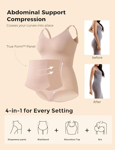 Momcozy Shapewear Bodysuit for Womens, Tummy Control Body Shaper, Built-in Padded Seamless & Slimming Bodysuit under Dress3
