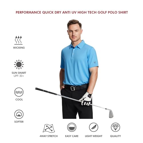 Image of Mens Polo Shirts Short and Long Sleeve Casual Solid Stylish Dry Fit Performance Designed Collared Golf Polo Shirts for Men