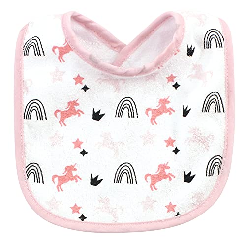 Image of Hudson Baby Unisex Baby Cotton and Polyester Bibs, Im So Fancy Unicorn, One Size