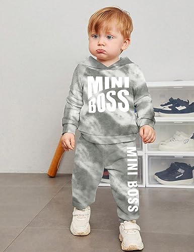 Image of Von kilizo Toddler Baby Boy Clothes Fall Outfits Cute FashionsHoodie Sweatsuit Top+Tie-Dye Pants 2PCS Set