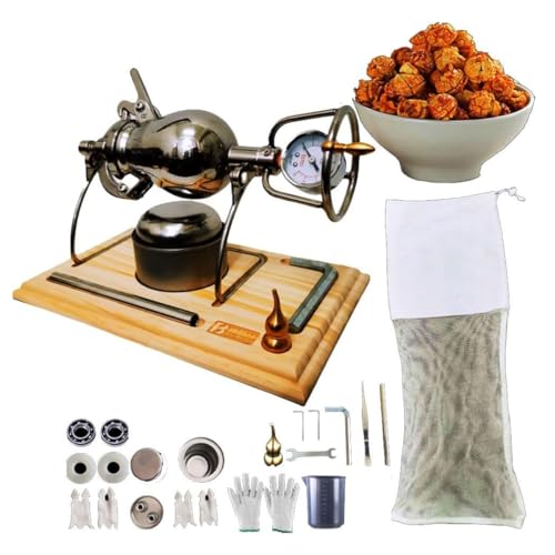aweiyouxiang Macchina per Popcorn Tradizionale Cinese da 230 Ml, Macchina per Popcorn in Acciaio Inossidabile 304 con Base in Legno, Mini Pentola per Popcorn, per Divertimento in Famiglia E Feste