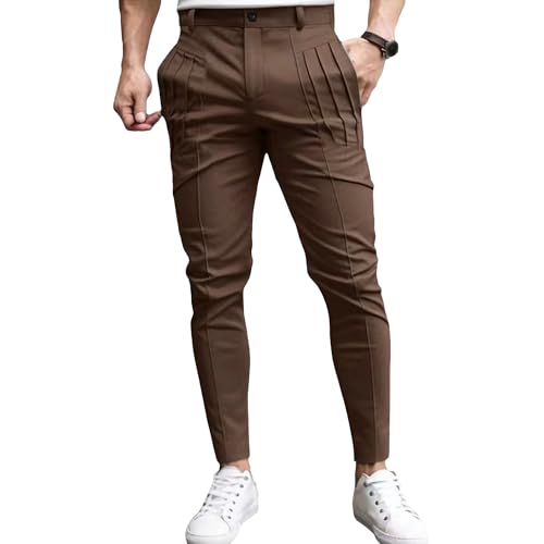 Men's Slim Fit Stylish Outdoor Pants Skinny Casual Work Business Pants Stretch Solid Lightweight Trousers