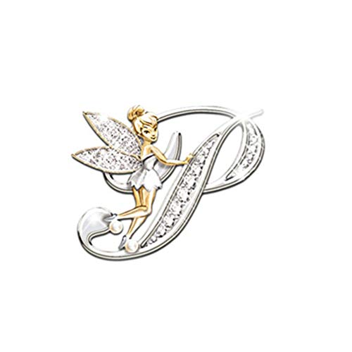 YI-YU Fairy Angel English Letter Brooch Pin Rhinestone Metallic Luster Women Lapel Collar Pin Scarf Dress Decoration Jewelry (Color : P)