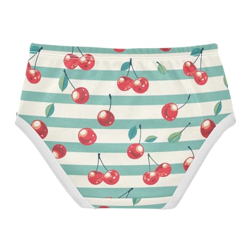 Wusikd Cherries Girls' Underwear Cotton Stripes Green Girls Briefs Soft Toddler Underwear 2T2
