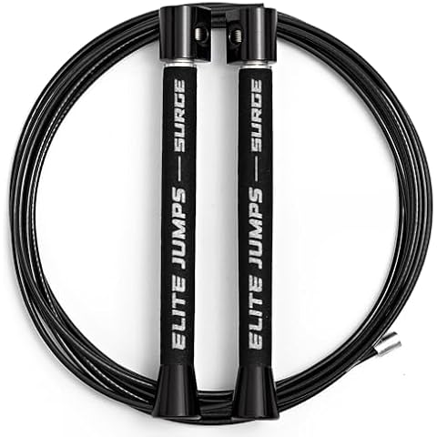 Elite SRS Surge 3.0 Professional Speed Rope for Double Unders - Patented Dual Bearing Ultra Light-Weight Handle for Premium Spin Control and Kink-Resistant Cable for the Ultimate Speed Jump Rope Cover