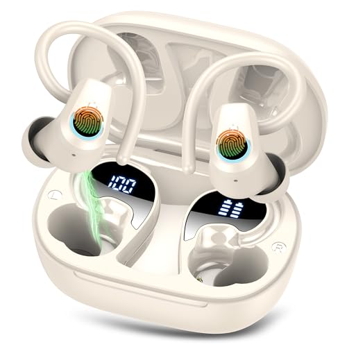 Auriculares Inalámbricos Deportivos, 50h Auriculares Bluetooth 5.3 Con 4 Enc Cancelacion Ruido Mic, Estéreo Pantalla Led Cascos Inalambricos, Ip7 Impermeable In-Ear Auriculares Ultraligero, Blanco Auriculares Inalámbricos Deportivos, 50h Auriculares Bluetooth 5.3 Con 4 Enc Cancelacion Ruido Mic, Estéreo Pantalla Led Cascos Inalambricos, Ip7 Impermeable In-Ear Auriculares Ultraligero, Blanco