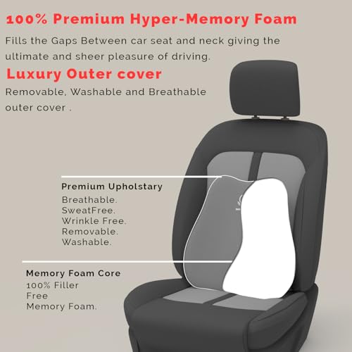 Image of MRRON Slim Back Support for Office Chair | 3 Years Warranty | Medical Grade Memory Foam Car Seat Back Support, Orthopedic Lumbar Back Rest for Back Pain Relief - Back Pillow for Sitting Long Hours