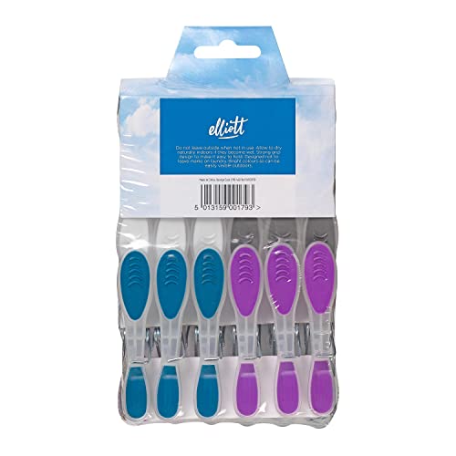 Elliotts Extra Strong, Soft Grip and Non-slip Wave Design Clothes Pegs, 24 Pack in Assorted Colours, BPA Free Laundry Pegs ideal for everyday use for Indoor or Outdoor use