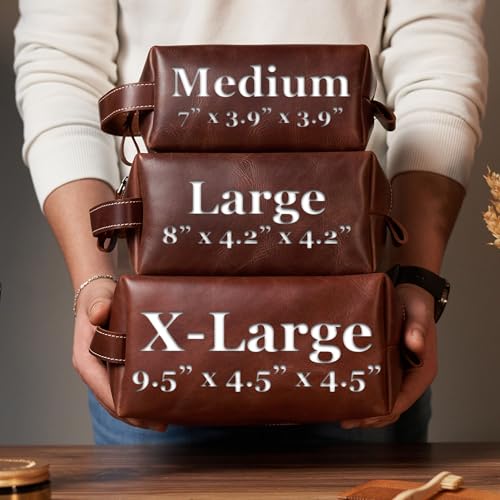 Handcrafted Personalized Genuine Leather Toiletry Bag for Men, Custom Dopp Kit Gift with Monogram, Ideal Gift for Groomsmen, Travel Pouch with Zipper Closure, Gift for Fathers Day Wedding or Travel3