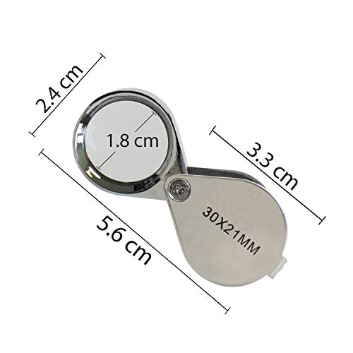 Taschenlupe Juweliere, Linse 30 x 21 mm aus Glas