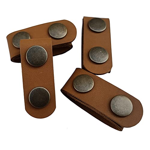 4PCS leather Heavy Duty Belt Keeper Double Snaps Tactical Belt Buckle for 2inch Wide Outdoor Sports Belt Fixing