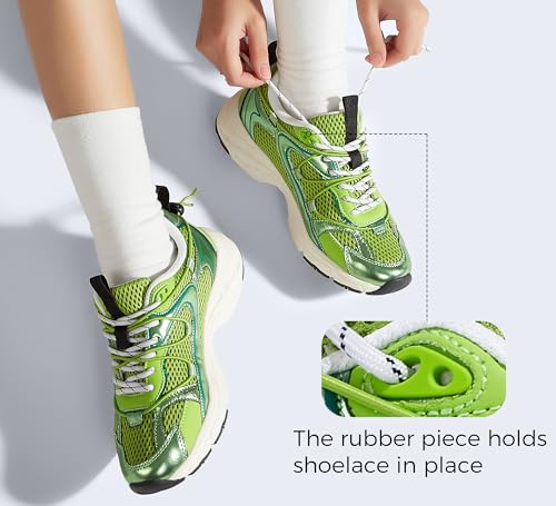 LUCKY STEP Women's Fashion Walking Shoes Running Platform Mesh Casual Sport Gym Work Adjustable Lace Lifestyle Stylish Trendy Athletic Tennis Shoes2