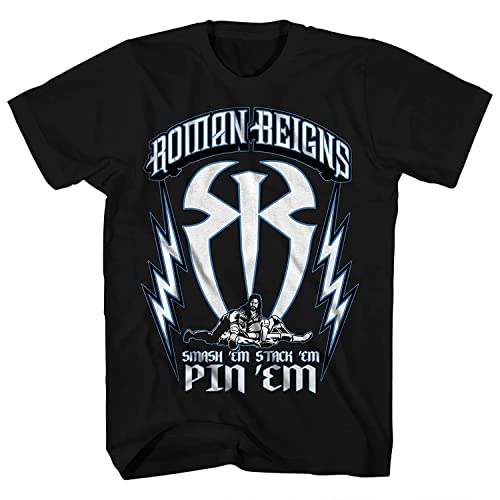 WWE Superstar Roman Reigns Shirt - The Big Dog Roman Reigns - Mens World Wrestling Champion T-Shirt (Black, Large)