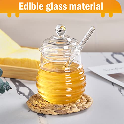 SlZKADY Honey Jar with Dipper and Lid,Glass Honey Pot Container Dispenser,Clear Glass Honey Container for Home Kitchen,Store Honey and Syrup,Easy to Clean… - Image 6