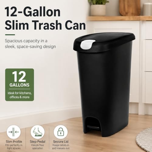 Caneca de basura de cocina 12 gal con tapa y pedal miniatura 4