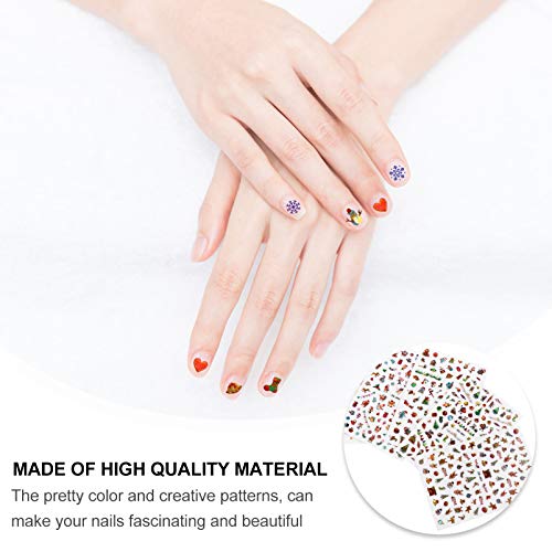 PIXNOR 5 Folhas Adesivos de Unhas de Natal Desenho Animado Floco de Neve de Inverno Adesivos de Unha