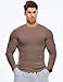 JMIERR Men's Long Sleeve Thermal Fleece Shirts Fall Fashion 2025 Crew Neck Casual Basic T-Shirts Top Warm Undershirts Sweater, 2XL, Brown