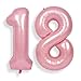SUWEN 40 Inch Pink Large 18 Number Balloons Big Foil Helium Number Balloons 0-9 Jumbo Happy 18th Mylar Birthday Party Decorations for Boy or Girl 81 Anniversary Party Supplies