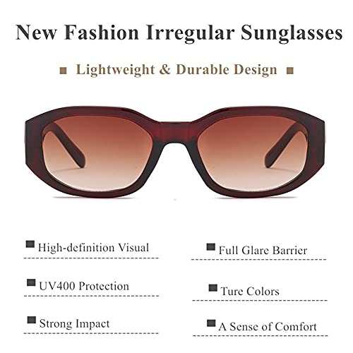 Image of LASPOR Irregular Sunglasses for Women Men Trendy Retro Vintage Rectangle Glasses Hexagon Shades Driving UV400 Protection