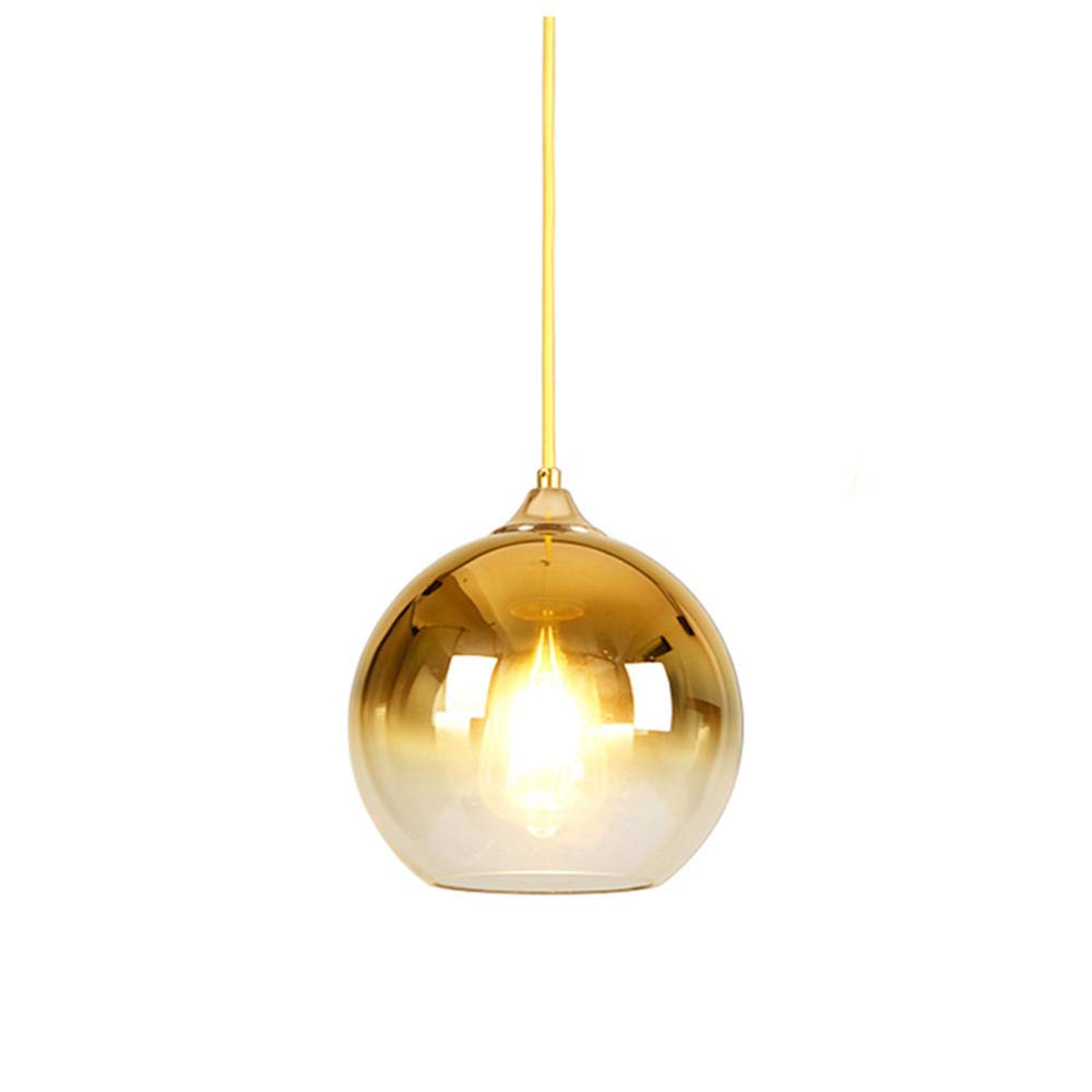 Lampa wisząca ze szklanej kuli w stylu skandynawskim, nowoczesna lampa wisząca z regulowaną globusem do stołu jadalnego lub sypialni, złota - 25 cm + 4 W