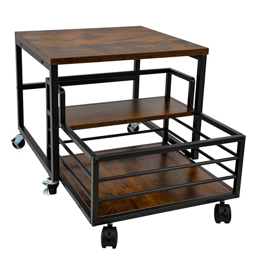 HIBOAT Mini Fridge Stand with Storage Moblie Fridge Table with Drawer Basket for Kitchen Dorm Used for Compact Beverage Refrigerators Upright Freezers