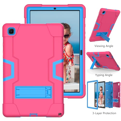 Coque silicone Samsung Galaxy Tab A7 antichoc rose avec béquille robuste