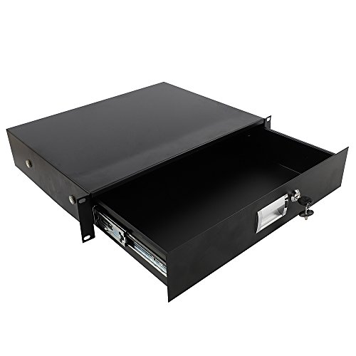 Ktaxon 2U Rack Mount Drawer for 19 Inch AV/Network/DJ Equipment Racks or Cabinets with Lock and Key