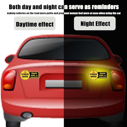 Image of Please Be Patient Student Driver Magnet for Car - Extra Large 9.8 inchx 5.3 inch Reflective Magnetic Car Signs - Waterproof, Windproof, Reusable - New Driver Gifts, Teen Driver Accessories，SoarExcelyy