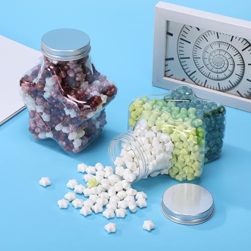 2 Pcs 500ml Star Shaped Plastic Jars for Paper Stars Storage - Valentine's Day Party Favor Bottles, Empty Containers With Lids3