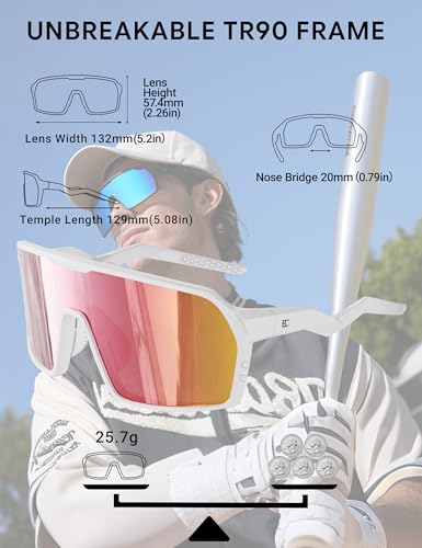 Image of BIRCEN Polarized Baseball Sunglasses for Sports: TR90 Lightweight Running Sunglasses Cycling Glasses for Outdoor Runners MTB