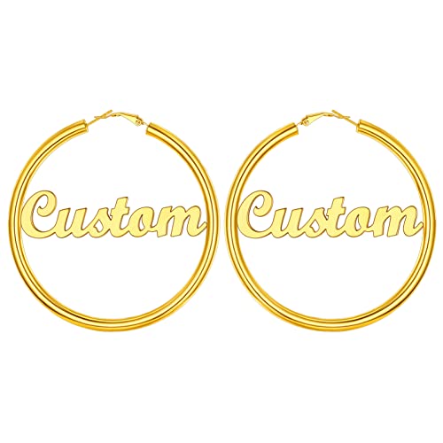 Image of Stainless Steel Chunky Hoop Earrings For Women, Minimalist and Chic, Black /Gold Plated, Round Hoops Earrings Hypoallergenic, Size: 30mm /40mm /60mm /80mm, Come with Box